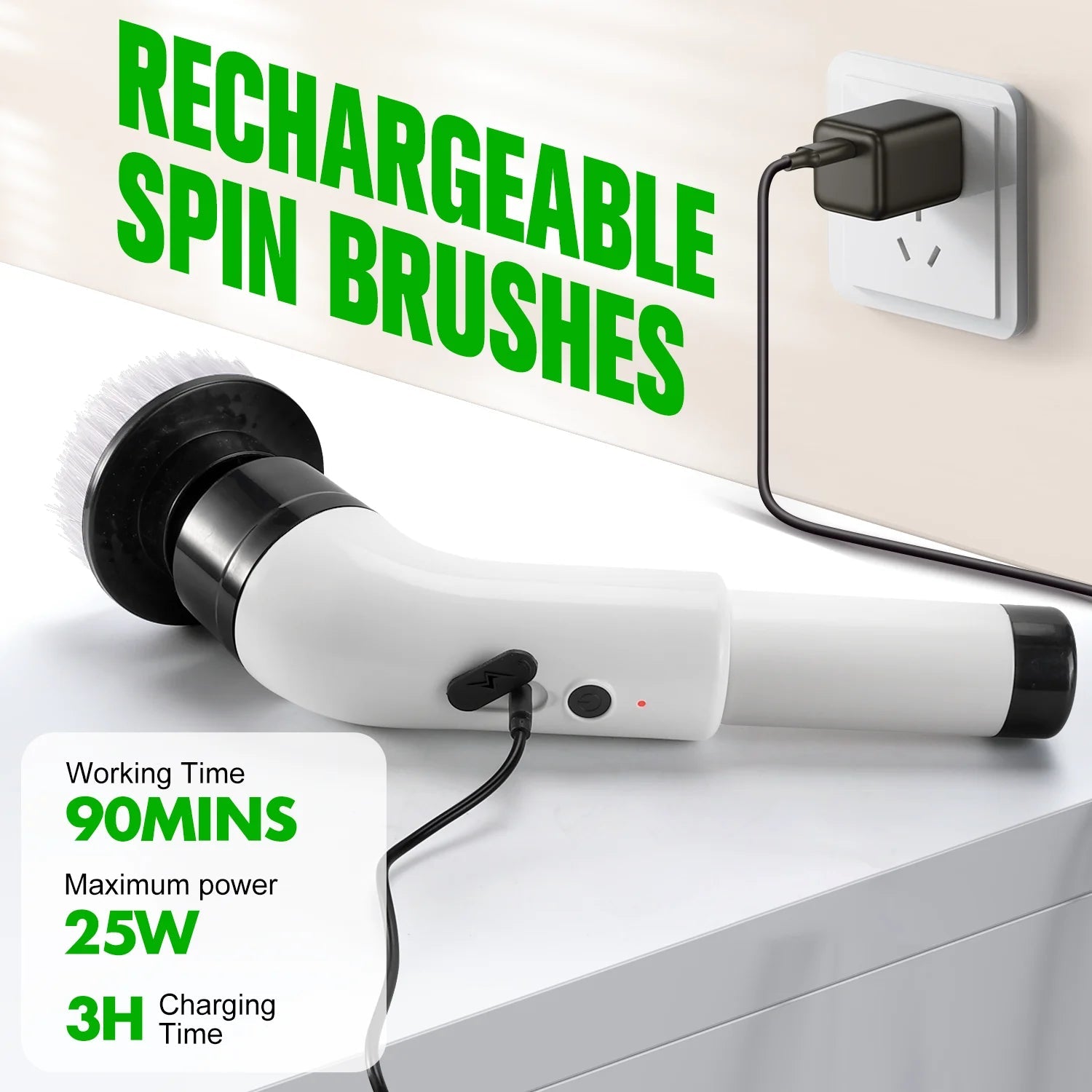 Pureova Electric Spin Scrubber – 7 Brush Heads, Cordless - Pureova Shop